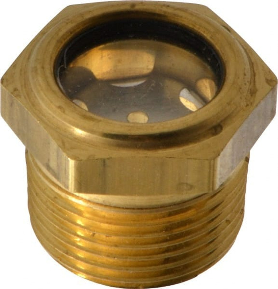 LDI Industries LSP151-05-01 3/4" Sight Diam, 3/4" Thread, 1" OAL, Low Pressure Pipe Thread Lube Sight with Reflector Sight Glass & Flow Sight