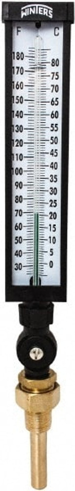 Winters TIM104LF. 30 to 180°F, Industrial Thermometer with Standard Thermowell