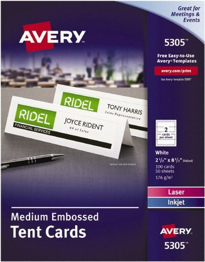 AVERY 05305 50 Sheet, 2-1/2 x 8-1/2", Tent Cards