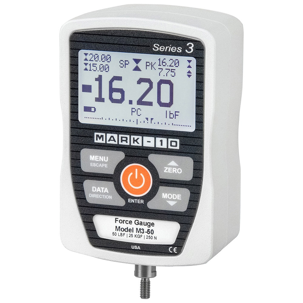 Mark-10 M3-20 Digital Force Gage: 20 lb Capacity, 0.02 lb Resolution