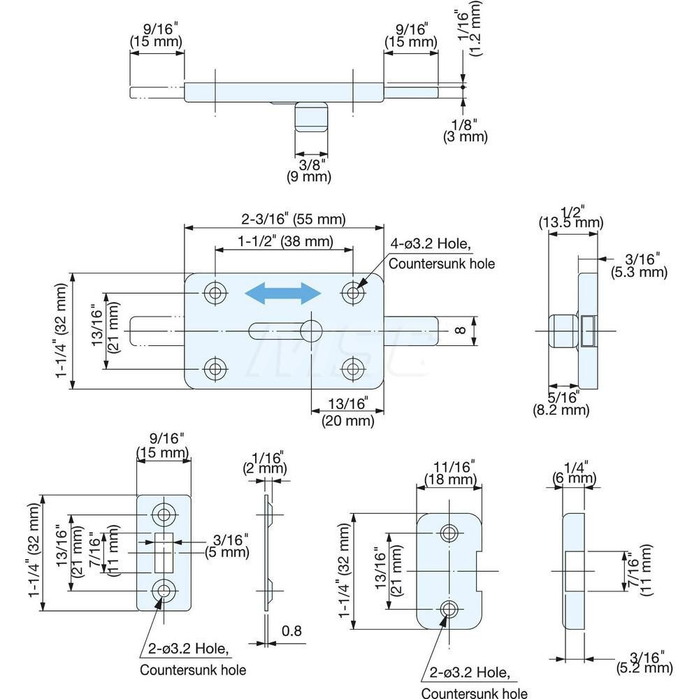 Sugatsune FL4-55 Slide Bolts