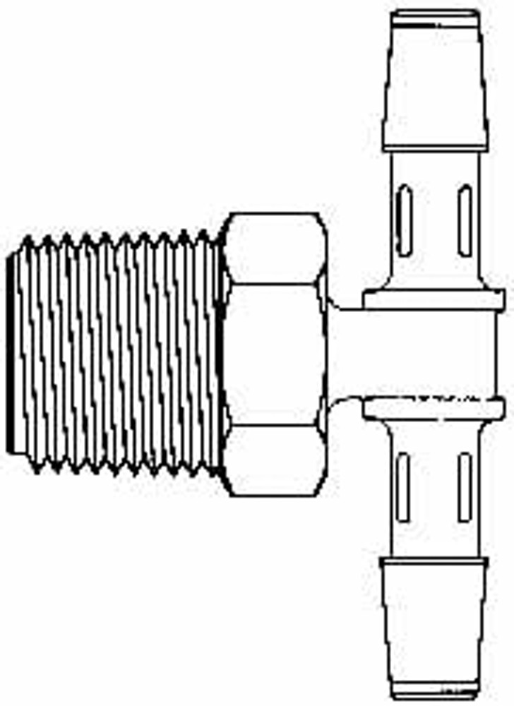 MSC T12-4WP Barbed Tube Branch Tee: 1/4" Barbs, 3/4" NPT