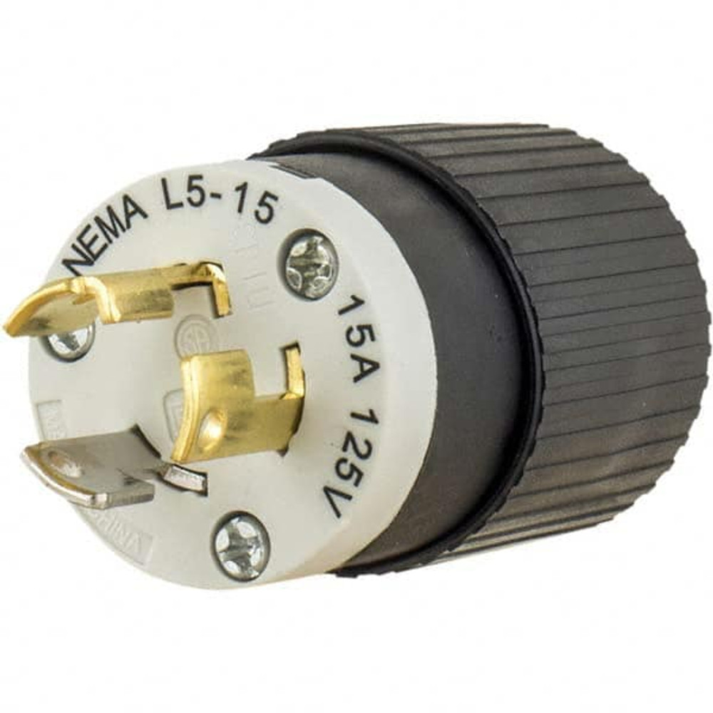 Bryant Electric 4721NP Locking Inlet: Plug, Industrial, L5-15P, 125V, Black & White