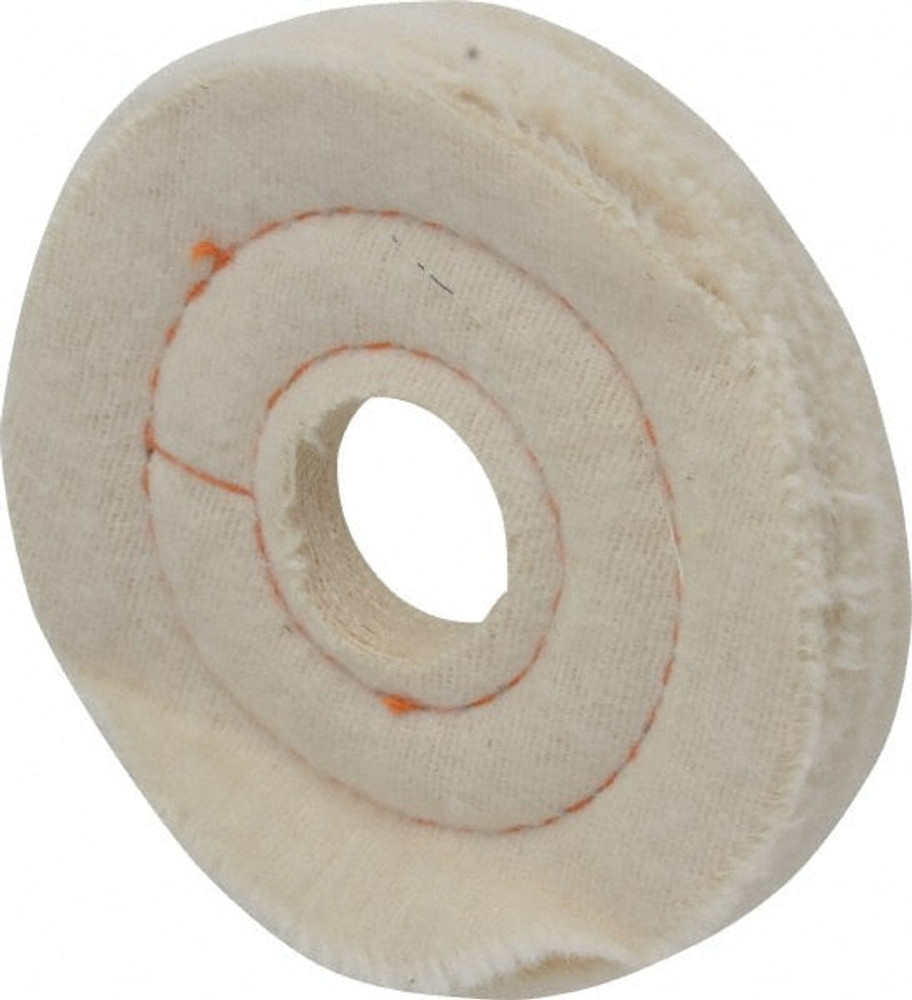 Dico 7000097 Unmounted Cushion Sewn Buffing Wheel: 4" Dia, 1/2" Thick, 1" Arbor Hole Dia