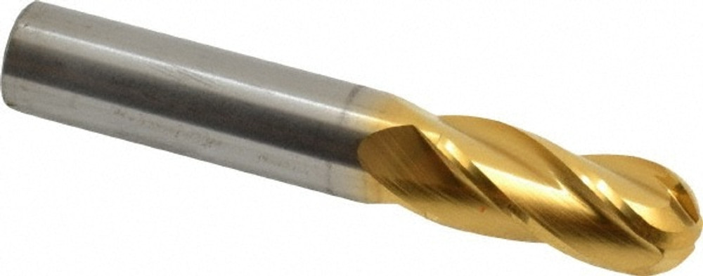 Hertel E6250036 Ball End Mill: 0.5625" Dia, 1.25" LOC, 4 Flute, Solid Carbide