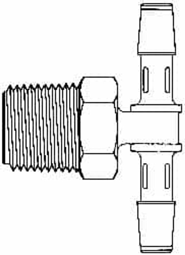 MSC T12-4BN Barbed Tube Branch Tee: 1/4" Barbs, 3/4" NPT