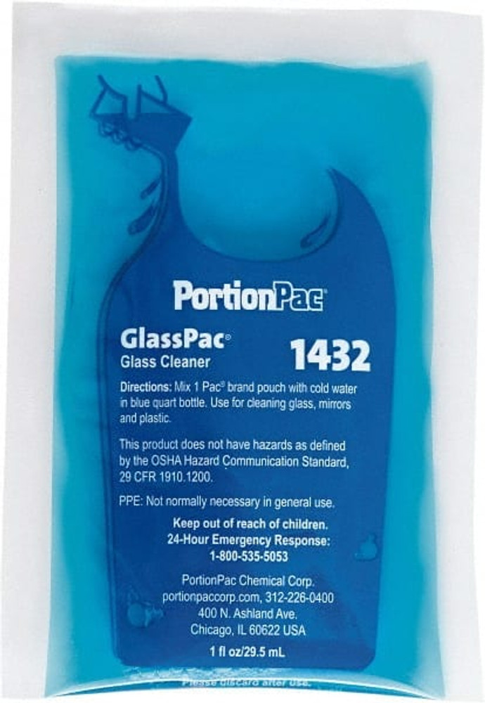PortionPac 1432 Glass Cleaners; Container Type: Bag ; Container Size: 1 oz ; Scent: Neutral ; Concentrated: Yes ; Application: Glass & Mirror