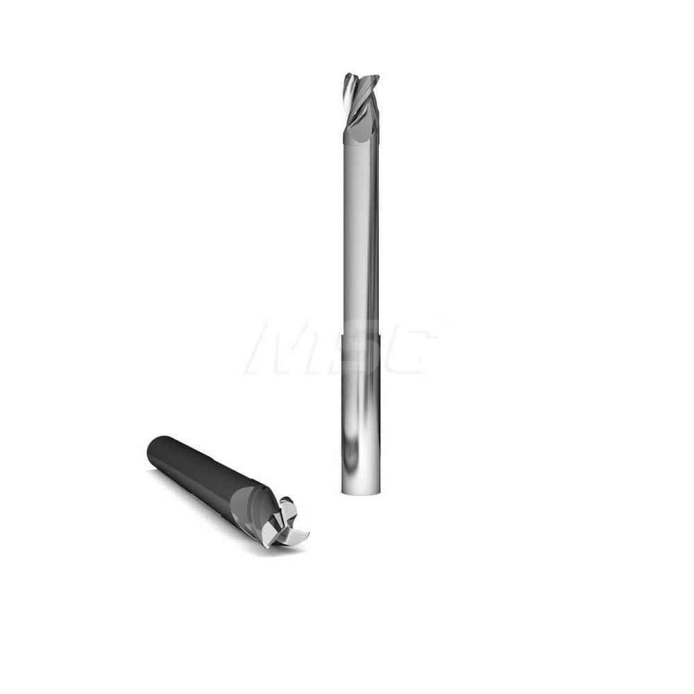 GWS 101066 Square End Mill: 1/8'' Dia, 1/4'' LOC, 1/8'' Shank Dia, 1-1/2'' OAL, 3 Flutes, Solid Carbide