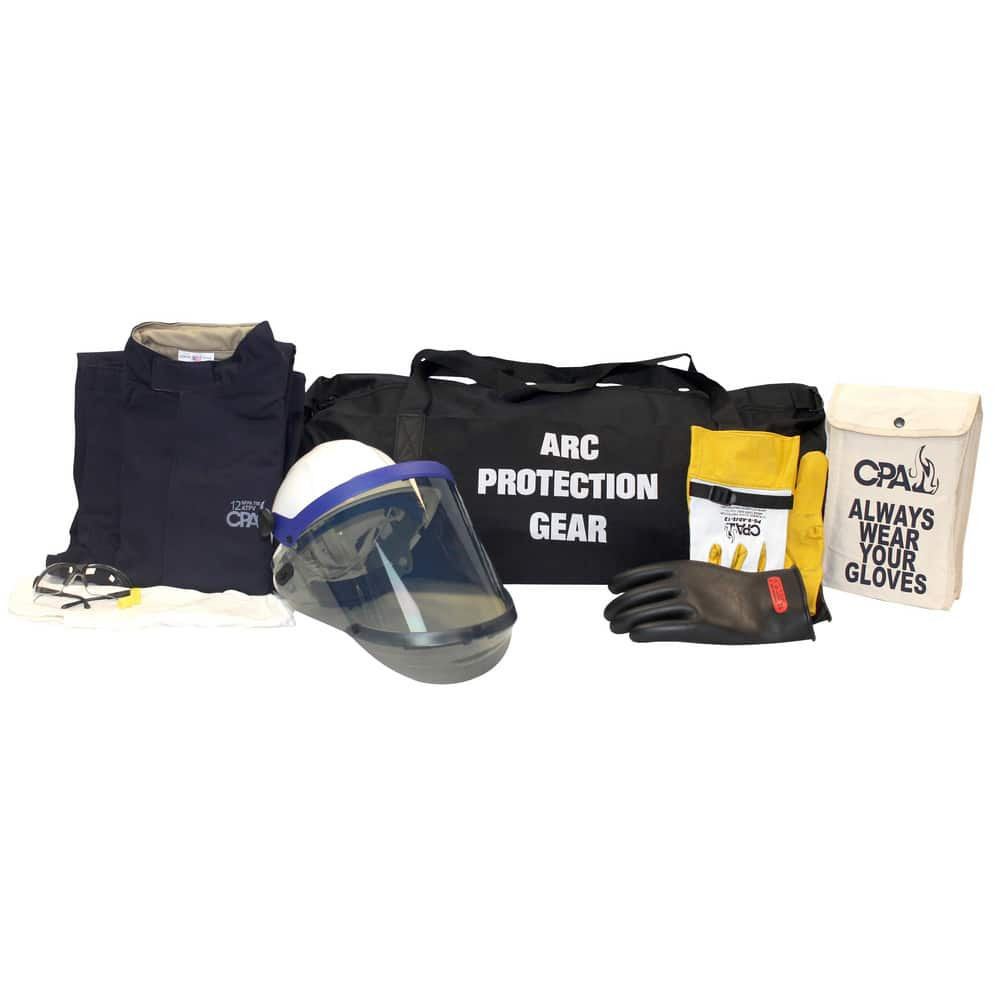 Chicago Protective Apparel AG12-HJP-XL-10. Arc Flash Clothing Kits; Protection Type: Arc Flash ; Garment Type: Jacket; Pants; Hoods ; Maximum Arc Flash Protection (cal/Sq. cm): 12.00 ; Size: X-Large ; Glove Type: Electrical Protection Gloves