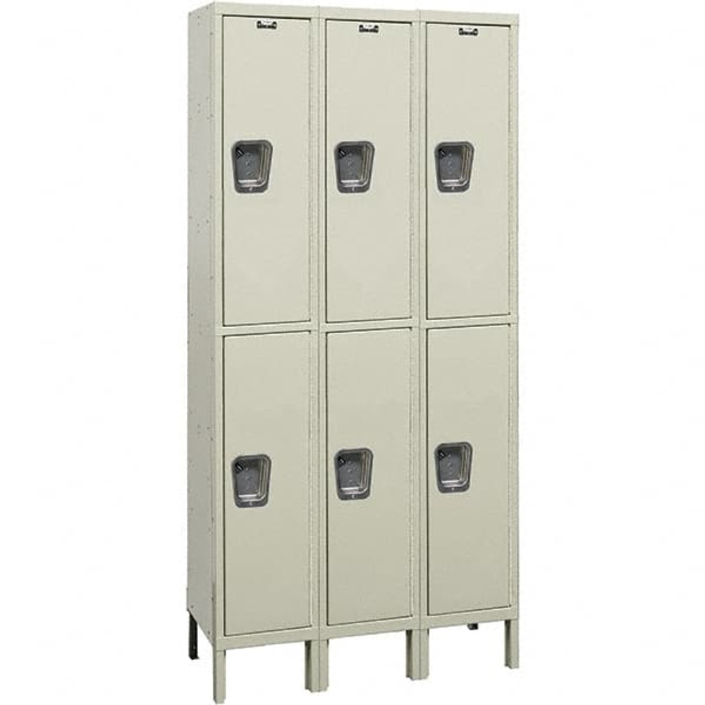 Hallowell UY3228-2PT 3-Wide Locker: 12" Wide, 78" High, Padlock