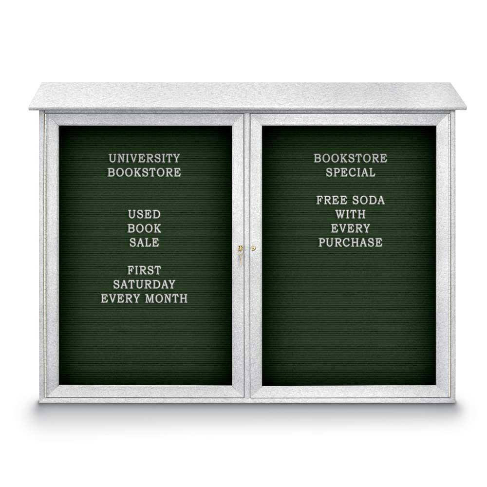United Visual Products UVDD5240LB-WHIT Enclosed Letter Board: 52" Wide, 40" High, Fabric, Woodland Green