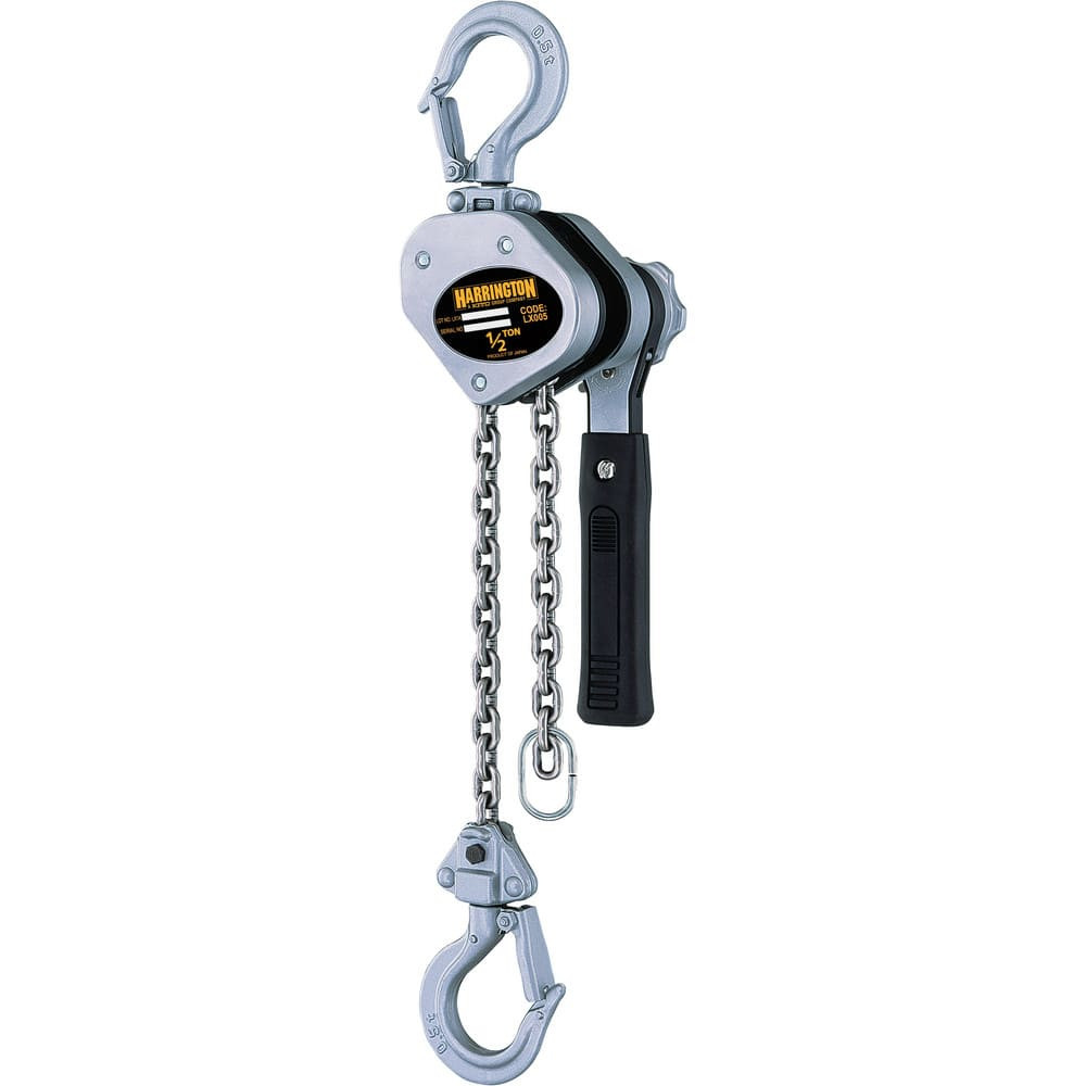 Harrington Hoist LX005-5 Manual Mini Lever Hoist: 0.5 Ton Working Load Limit, 5' Max Lift