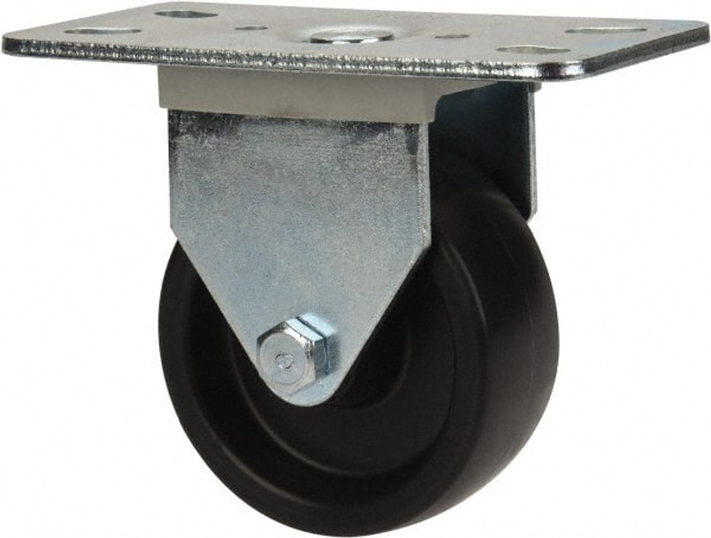 E.R. Wagner 1F93430270001AT Rigid Top Plate Caster: Polyolefin, 3" Wheel Dia, 1-1/4" Wheel Width, 210 lb Capacity, 3-3/4" OAH