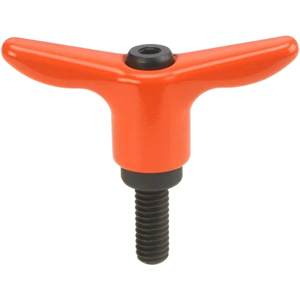 Morton Machine Works TH-427-OR Adjustable Clamping Handles; Connection Type: Threaded Stud ; Handle Type: T-Handle ; Mount Type: Threaded Stud ; Handle Length: 92.00 ; Overall Length (mm): 92.00mm ; Handle Material: Die Cast Zinc