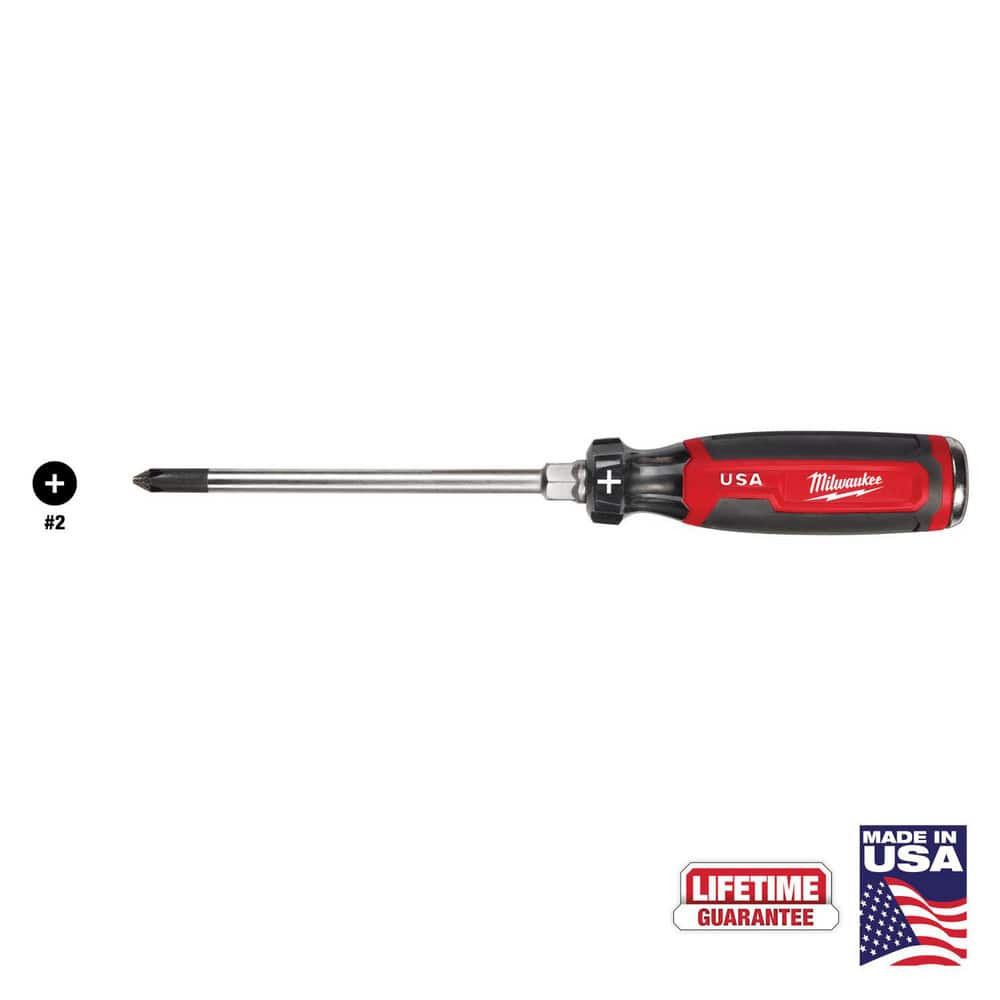 Milwaukee Tool MT205 Phillips Screwdrivers; Overall Length (Decimal Inch): 10.8000 ; Handle Type: Cushion Grip ; Phillips Point Size: #2 ; Handle Color: Red ; Handle Length (Decimal Inch): 4.7 ; Handle Length (Decimal Inch - 4 Decimals): 4.7000