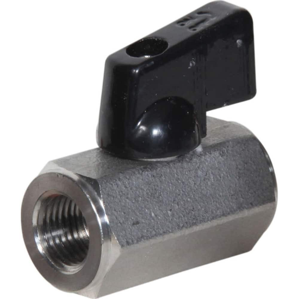 Midwest Control M-SSMF-38NL Miniature Manual Ball Valve: 3/8" Pipe, Full Port, Stainless Steel