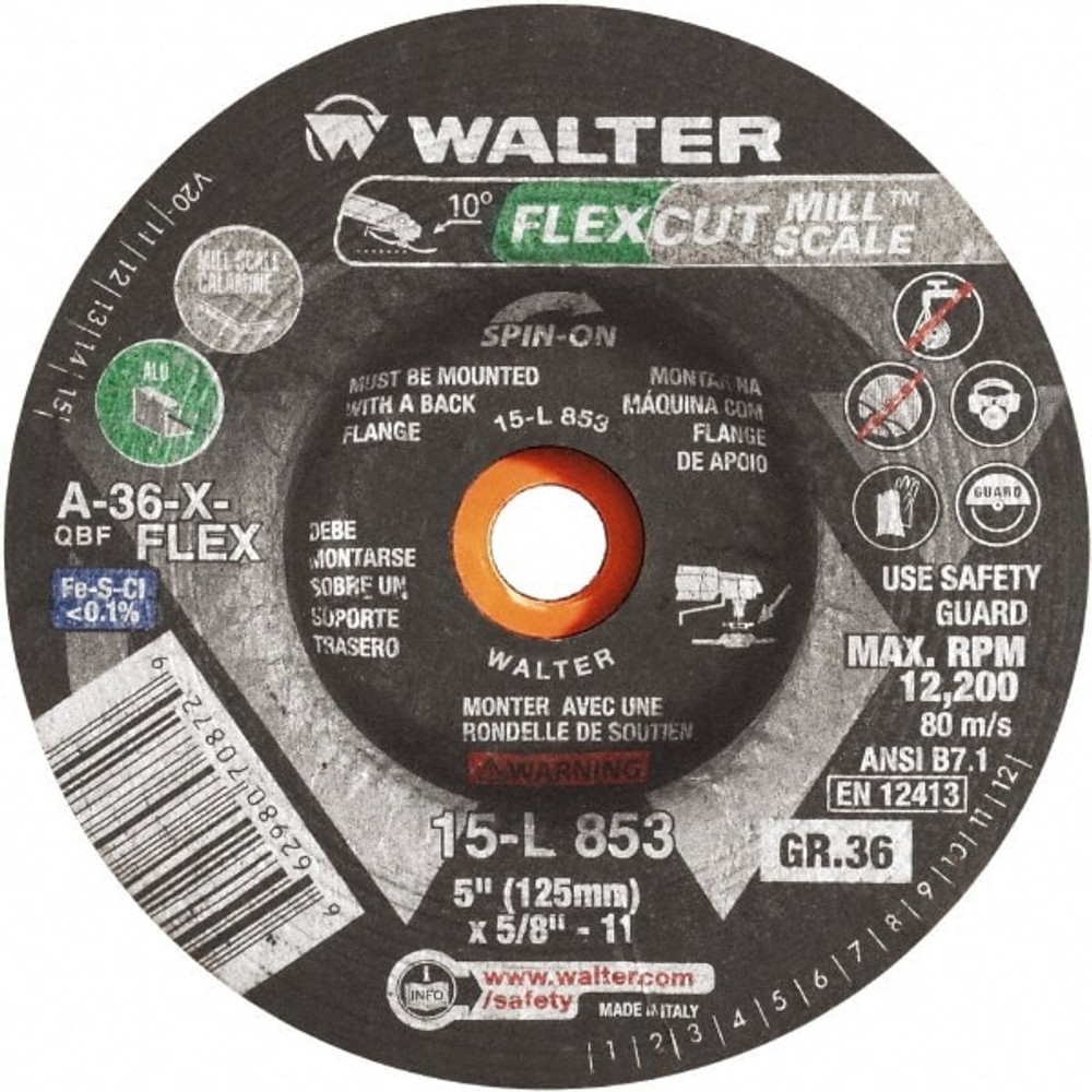 WALTER Surface Technologies 15L873 Depressed Grinding Wheel:  Type 29,  7" Dia,  7/8" Hole,  Aluminum Oxide