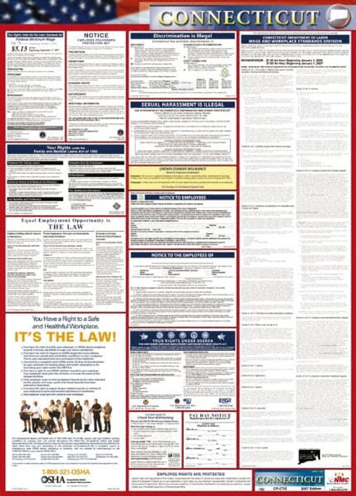 AccuformNMC LLP-CT 24" Wide x 40" High Laminated Paper Labor Law Information Poster