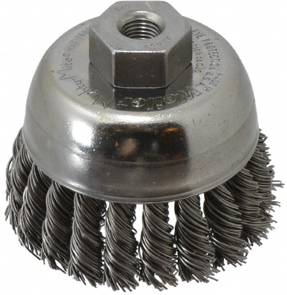 Weiler 94685 Cup Brush: 2-3/4" Dia, 0.02" Wire Dia, Steel, Knotted