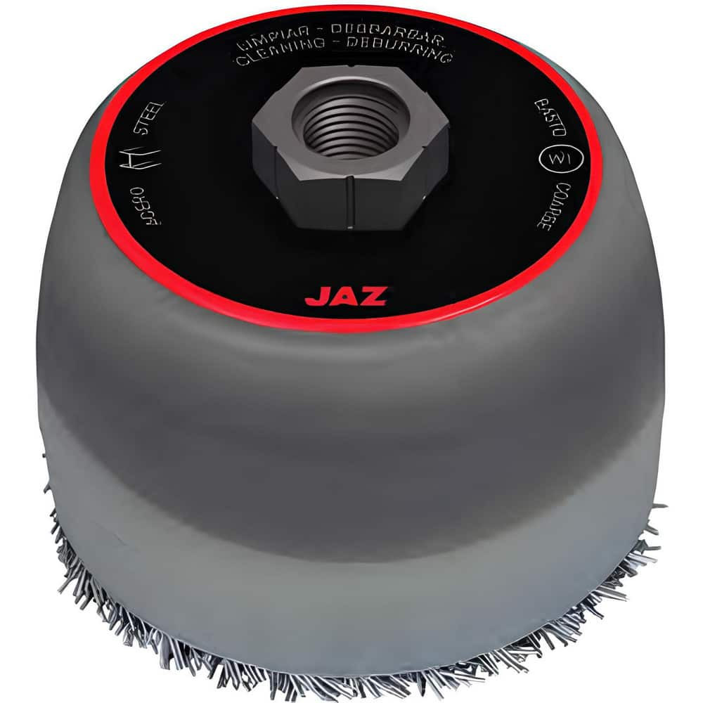 JAZ USA 67552 Cup Brushes; Brush Diameter (Decimal Inch): 3-1/4 ; Brush Type: Crimped ; Fill Material: Steel ; Arbor Type: Threaded Arbor ; Arbor Hole Thread Size: 5/8-11 ; Grade: Medium