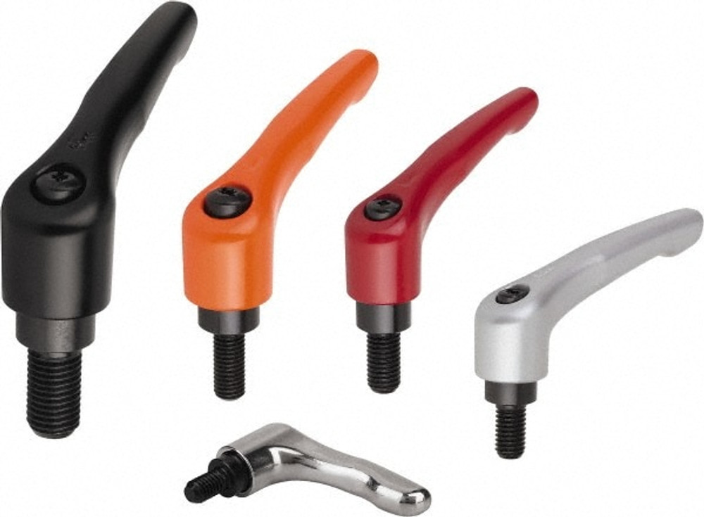 KIPP K0122.0AE2X35 Threaded Stud Adjustable Clamping Handle: #8-32 Thread, Zinc, Orange