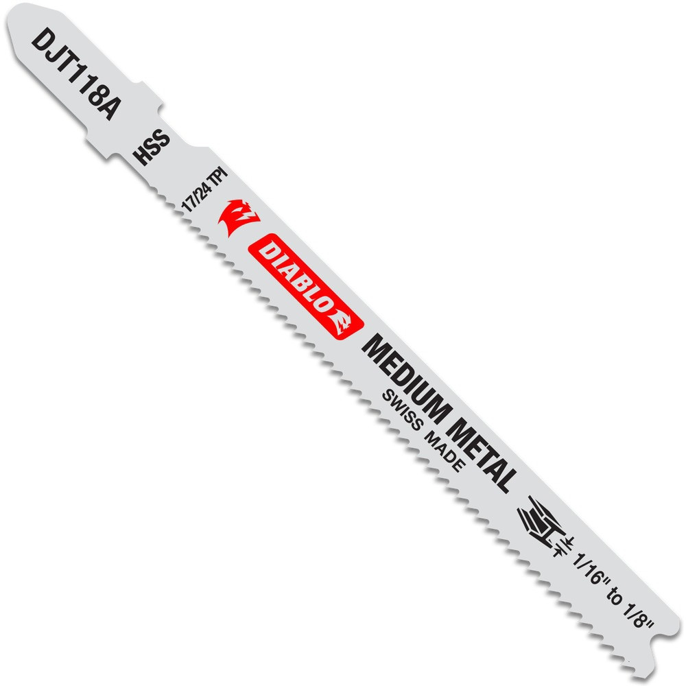 DIABLO DJT118A5 Jigsaw Blade: High Speed Steel, 17-24 TPI, 2.95" Blade Thickness, 2.95" Blade Width