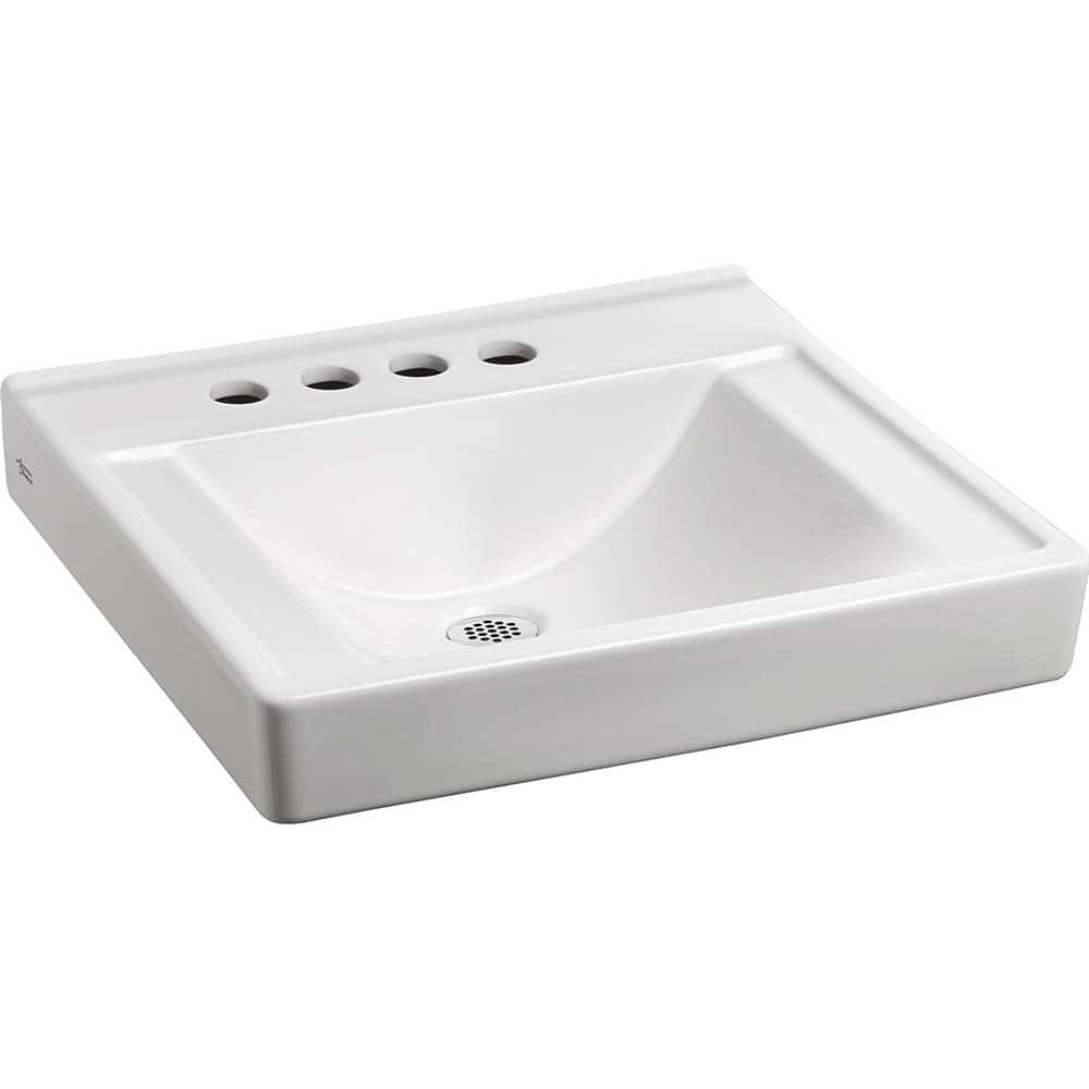 American Standard 18DB.9291800.07 Decorum Wall-Hung EverClean Sink Less Overflow with 4-Inch Centerset and Extra Left Hand Hole