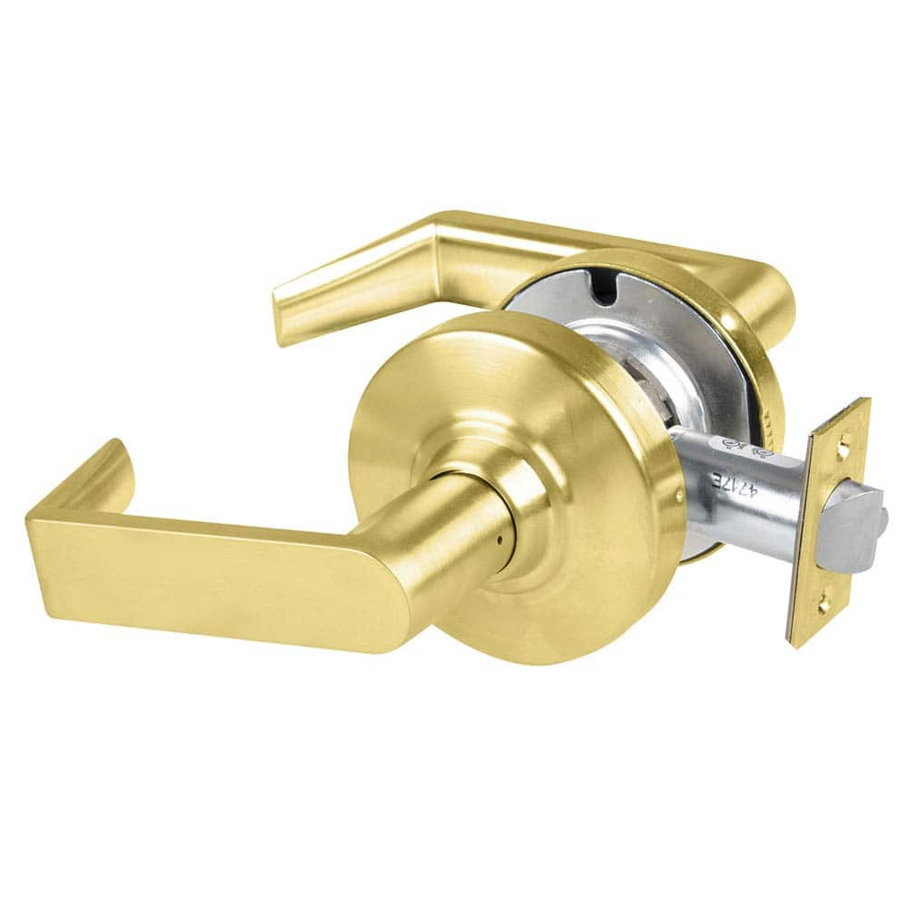 Schlage ALX10 RHO 606 Lever Locksets; Door Thickness: 1 3/8 - 1 3/4; Key Type: Keyless; Back Set: 2-3/4; For Use With: Commerical installation; Finish/Coating: Polished Brass; Satin Brass; Material: Brass; Material: Brass; Door Thickness: 1 3/8 - 1 3