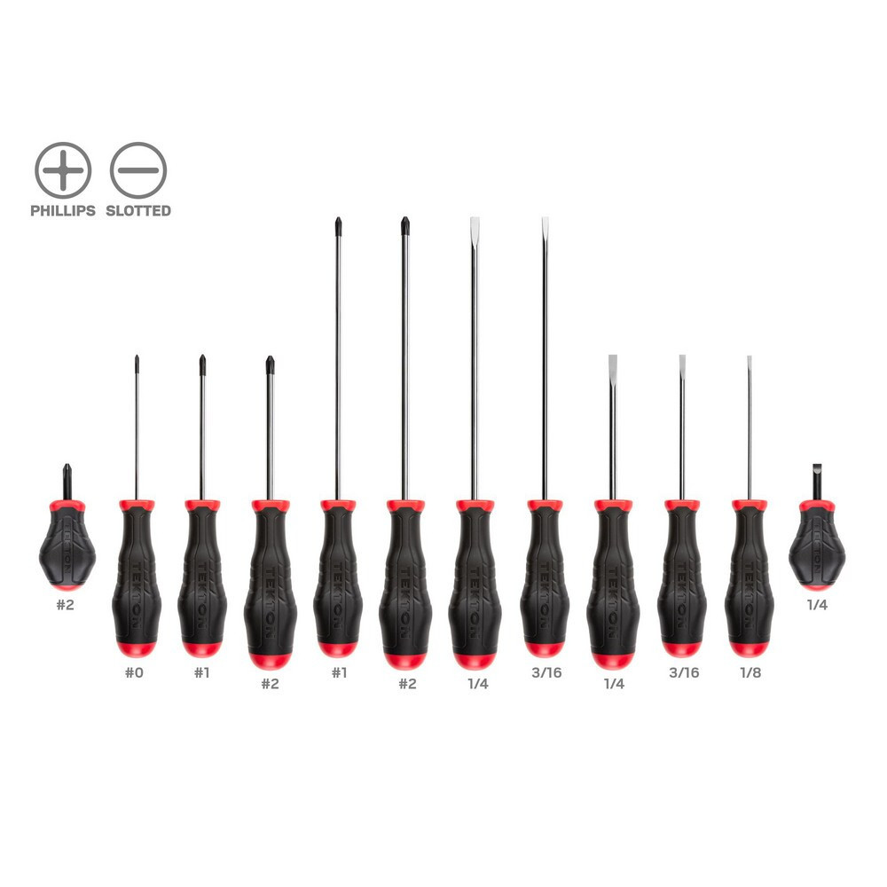 Tekton DRV45004 High-Torque Chrome Blade Screwdriver Set, 4-Piece (#1-#2, 3/16-1/4 in.)