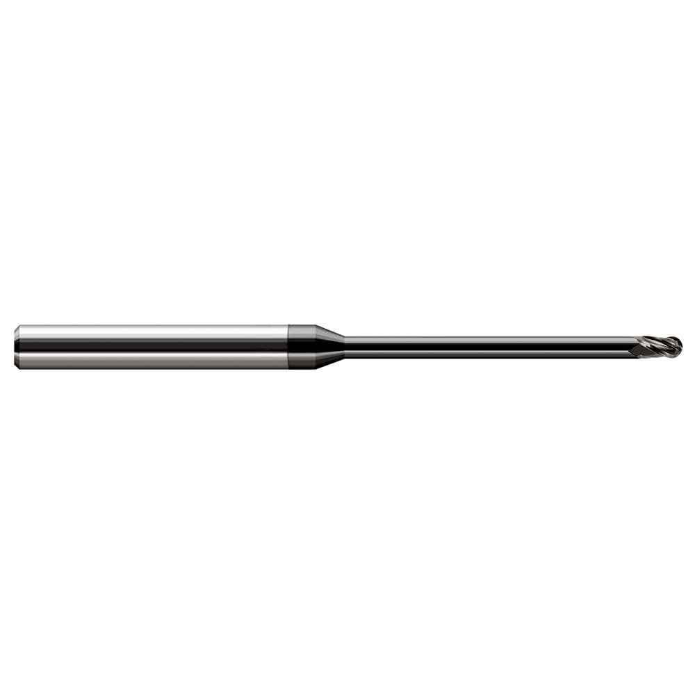 Harvey Tool 49220-C4 Ball End Mill: 0.02" Dia, 0.03" LOC, 3 Flute, Solid Carbide