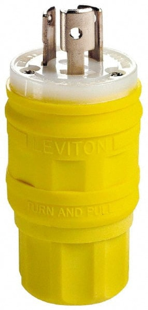 Leviton 26W49 Straight Blade Plug: Industrial, L7-20P, 277VAC, Yellow