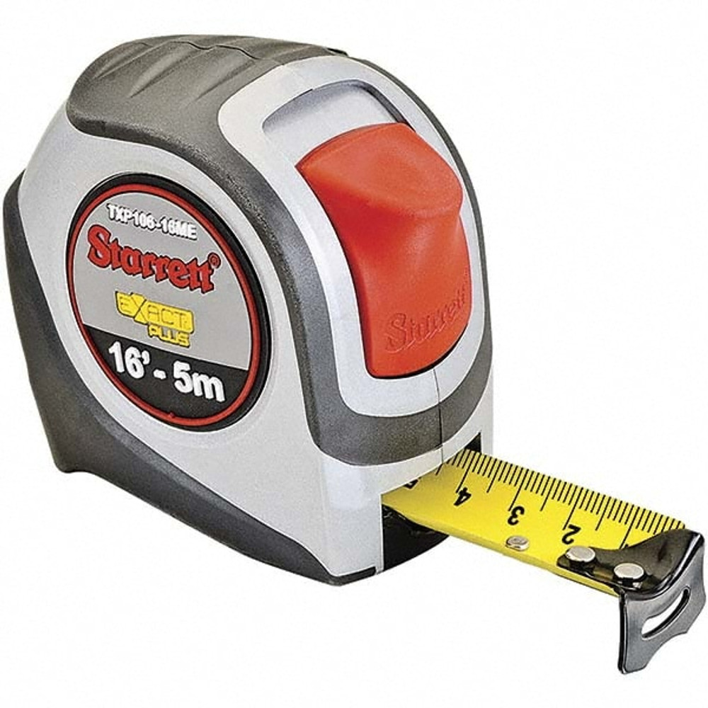 Starrett 30637 Tape Measure: 16' Long, 1-1/16" Width, Yellow Blade