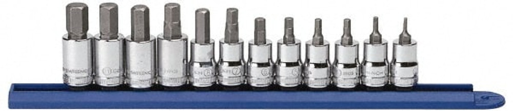 GEARWRENCH 80580 Hex Bit Socket Set: 3/8" Drive, 12 Pc, 2 to 12 mm Hex