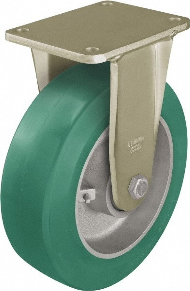 Blickle 754234 Rigid Top Plate Caster: Polyurethane-Elastomer Blickle Softhane, 10" Wheel Dia, 3-9/64" Wheel Width, 3,080 lb Capacity, 12" OAH