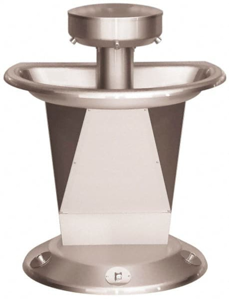 Bradley S93-627 Semi-Circular, Foot-Controlled, External Drain, 36" Diam, 3 Person Capacity, Stainless Steel, Wash Fountain