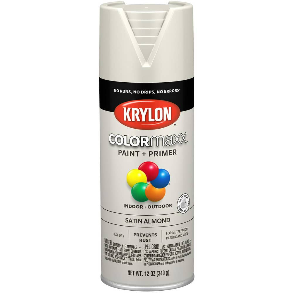 Krylon K05554007 Spray Paints; Product Type: Acrylic Enamel ; Type: Acrylic Enamel Spray Paint ; Color: Almond ; Finish: Satin ; Color Family: Brown ; Container Size (oz.): 12.000