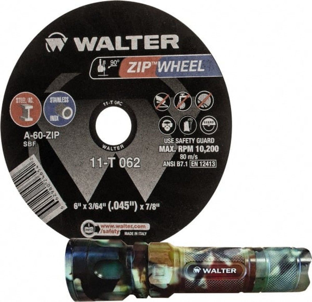 WALTER Surface Technologies 7733110/3090814 Cut-Off Wheel: 6" Dia, 3/64" Thick, 7/8" Hole, Aluminum Oxide