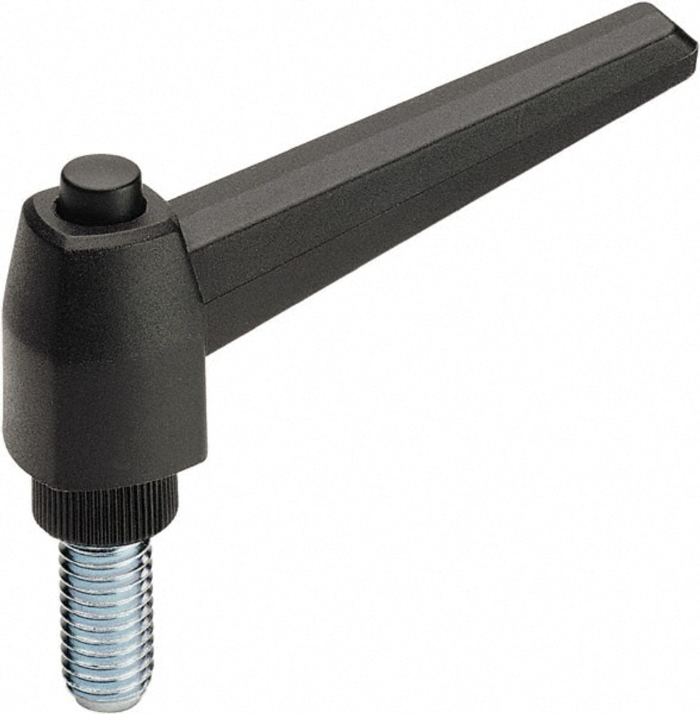 Elesa 942341 Threaded Stud Adjustable Clamping Handle: 1/2-13 Thread, 3/4" Hub Dia, Fiberglass Reinforced Technopolymer, Black