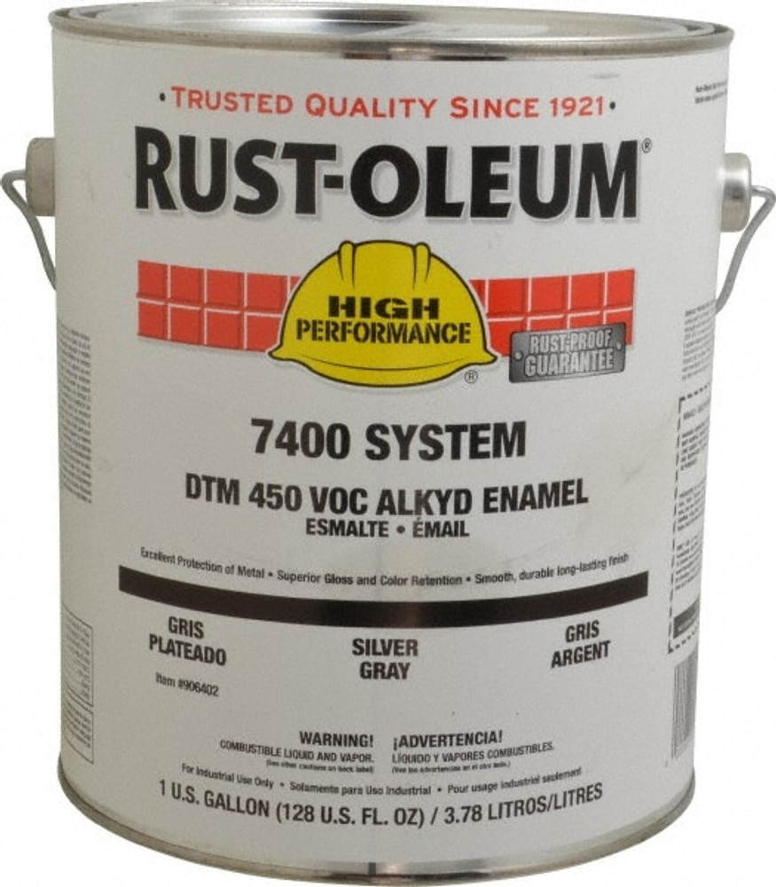 Rust-Oleum 906402 Industrial Enamel Paint: 10 gal, Gloss, Silver Gray