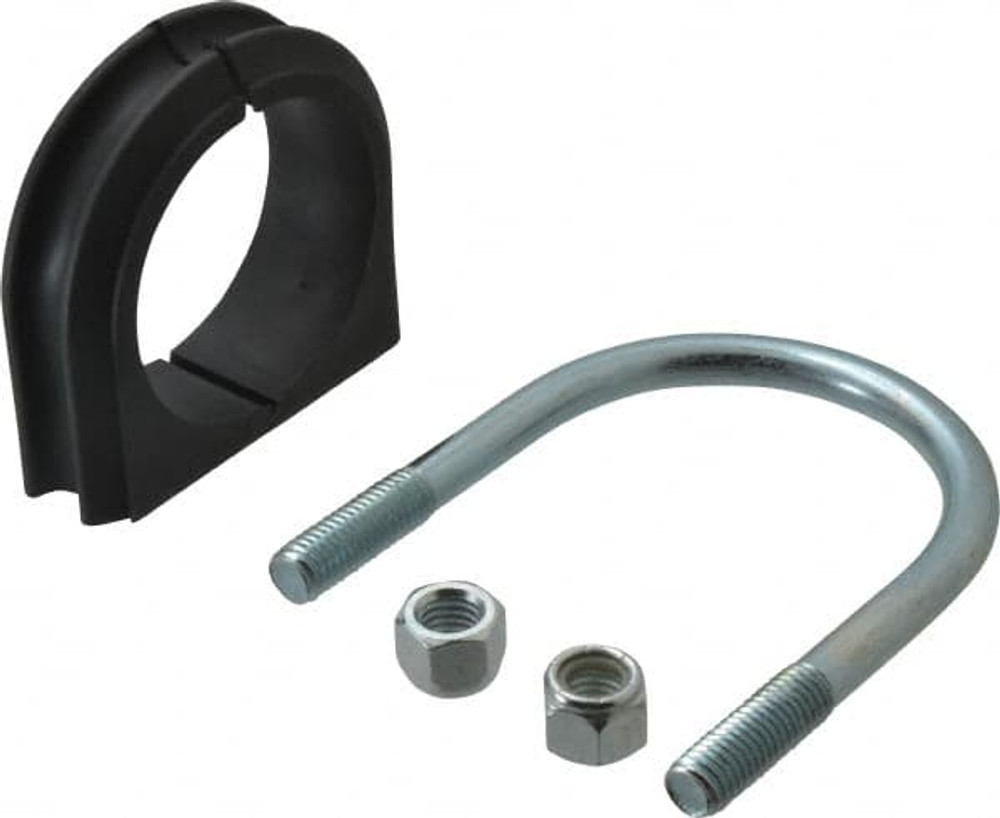 ZSI UB2-1/2PA U-Bolt Clamp with Cushion: 2-1/2" Pipe, Steel, Electro-Galvanized Finish