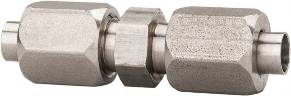 MSC TX-10-U Stainless Steel Flared Tube Union: 5/8" Tube OD, 7/8-14 Thread, 37 ° Flared Angle