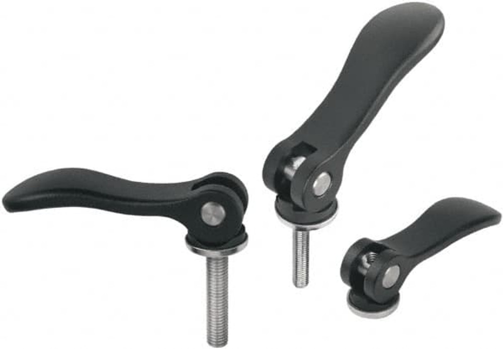 KIPP K0005.050110550 Threaded Stud Adjustable Clamping Handle: M5 Thread, Aluminum, Black