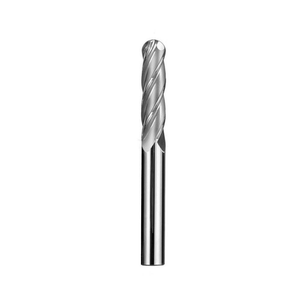 SGS 33142 Ball End Mill: 0.125" Dia, 0.75" LOC, 4 Flute, Solid Carbide