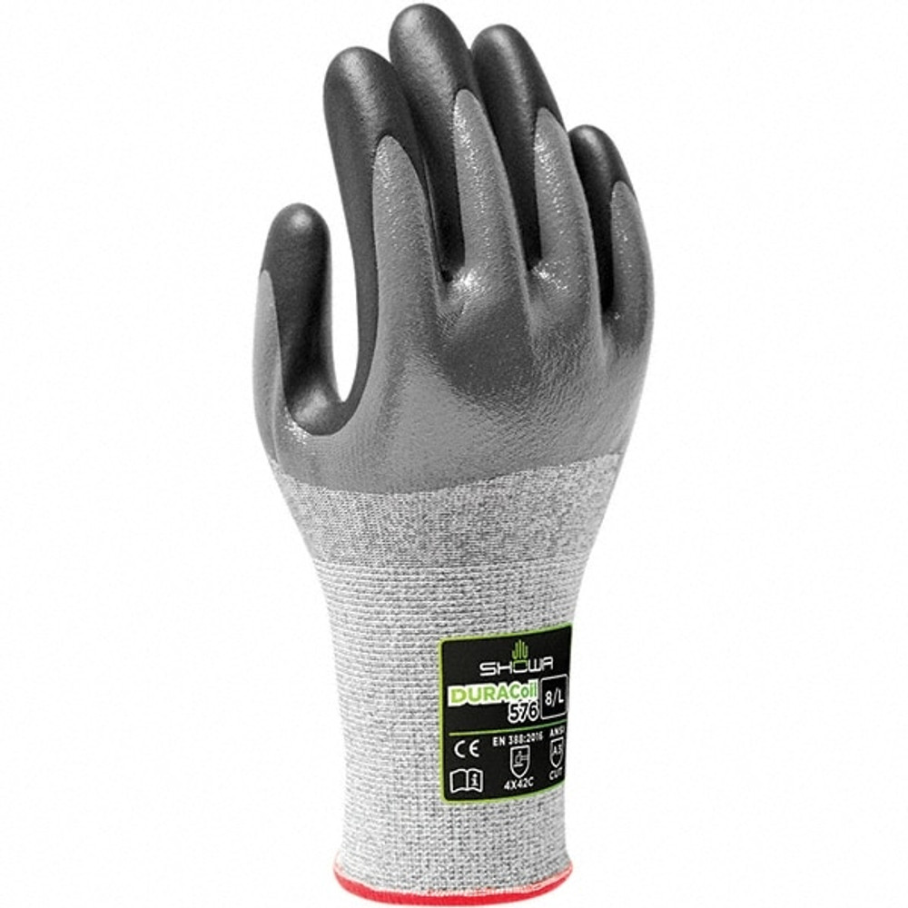 SHOWA 576M-07 Cut, Puncture & Abrasive-Resistant Gloves: Size M, ANSI Cut A3, ANSI Puncture 2, Nitrile, ATA & HPPE Blend