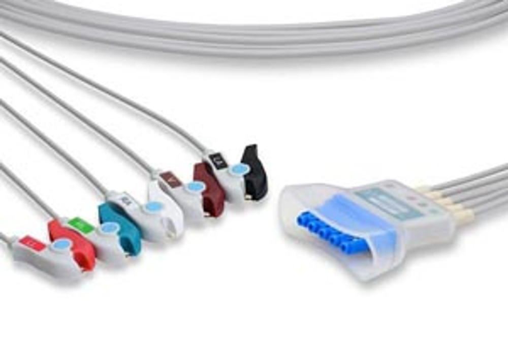 Cables and Sensors  LHT5-90P0 ECG Telemetry Leadwire, 5 Leads Pinch/Grabber, Philips Compatible w/ OEM: 989803152051, 989803133881, 989803137251, LW-3090S29/5AT, NLPH5151-T, 989803152051, 989803133881, 989803137251 (DROP SHIP ONLY) (Freight Terms are