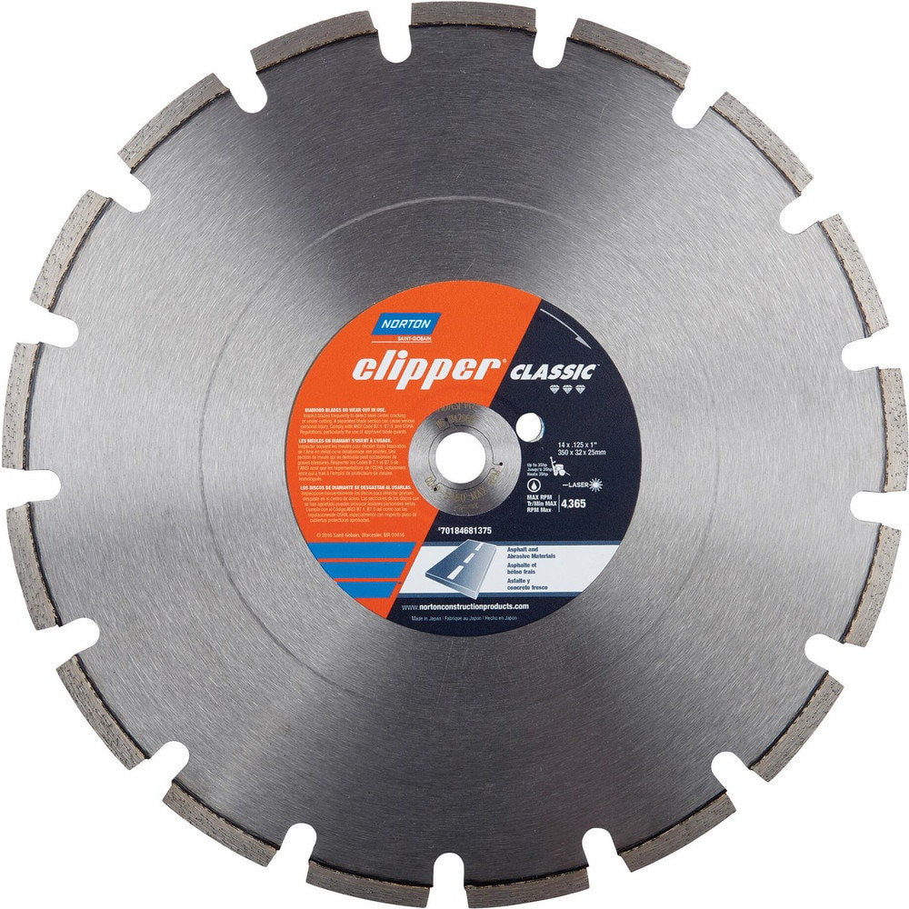 Norton 70184683899 Wet & Dry Cut Saw Blade: 26" Dia, 1" Arbor Hole, 0.155" Kerf Width, 45 Teeth