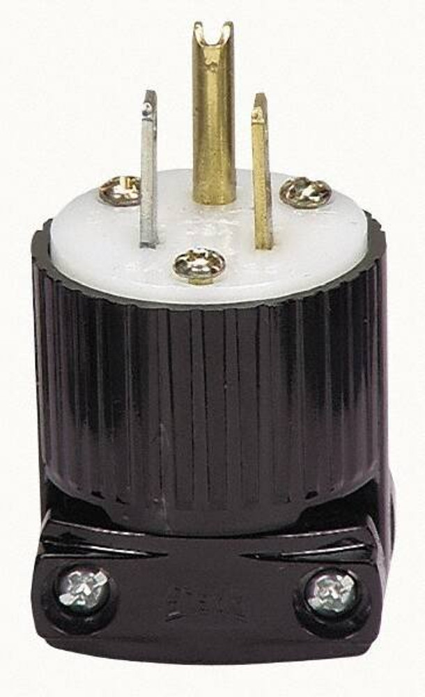 Cooper Wiring Devices 5266 Straight Blade Plug: Industrial, 5-15P, 125VAC, Black & White