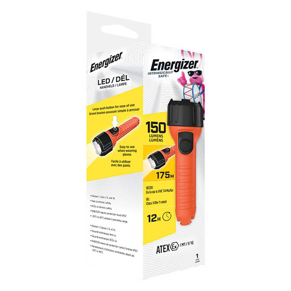 Energizer. ENISHH21E Flashlights; Bulb Type: LED ; Material: Plastic ; Run Time: 12h ; Beam Distance: 52m ; Lumens: 150 ; Light Output Modes: High