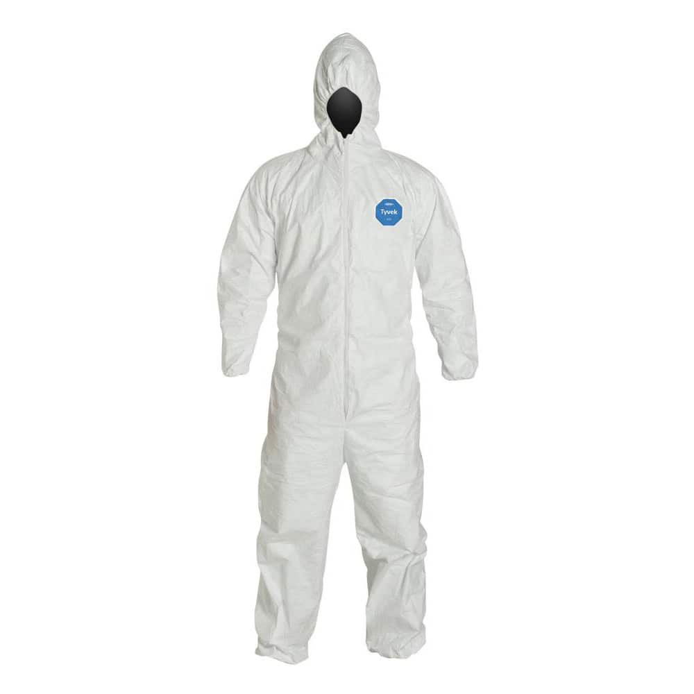 Dupont TY127SWH3X00250 Disposable Coveralls: Size 3X-Large, 1.2 oz, Film Laminate, Zipper Closure