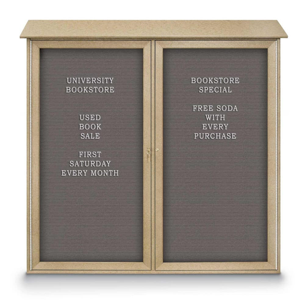 United Visual Products UVDD4848LB-SAND Enclosed Letter Board: 48" Wide, 48" High, Fabric, Gray